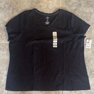 St. John's Bay Black Short Sleeve V-Neck Top new 🆕 with tags